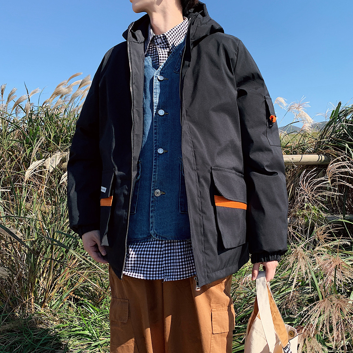 港风秋季连帽宽松休闲拉链时尚棉衣女男大码棉服中性外套7832P105,女装棉衣/棉服,星座227-7