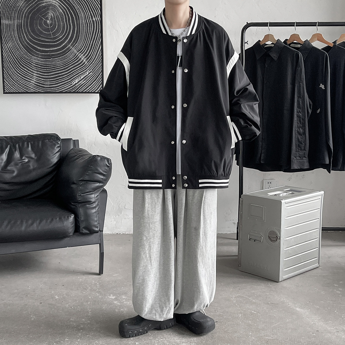 港风秋季潮牌休闲宽松外套男潮流潮棒球服夹克男7411P70,男装夹克,星座227-7