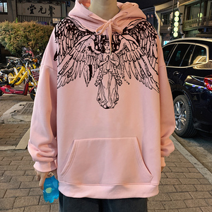 秋季港风中性风流行情侣大码休闲运动连帽印花卫衣男女外套702P45图片