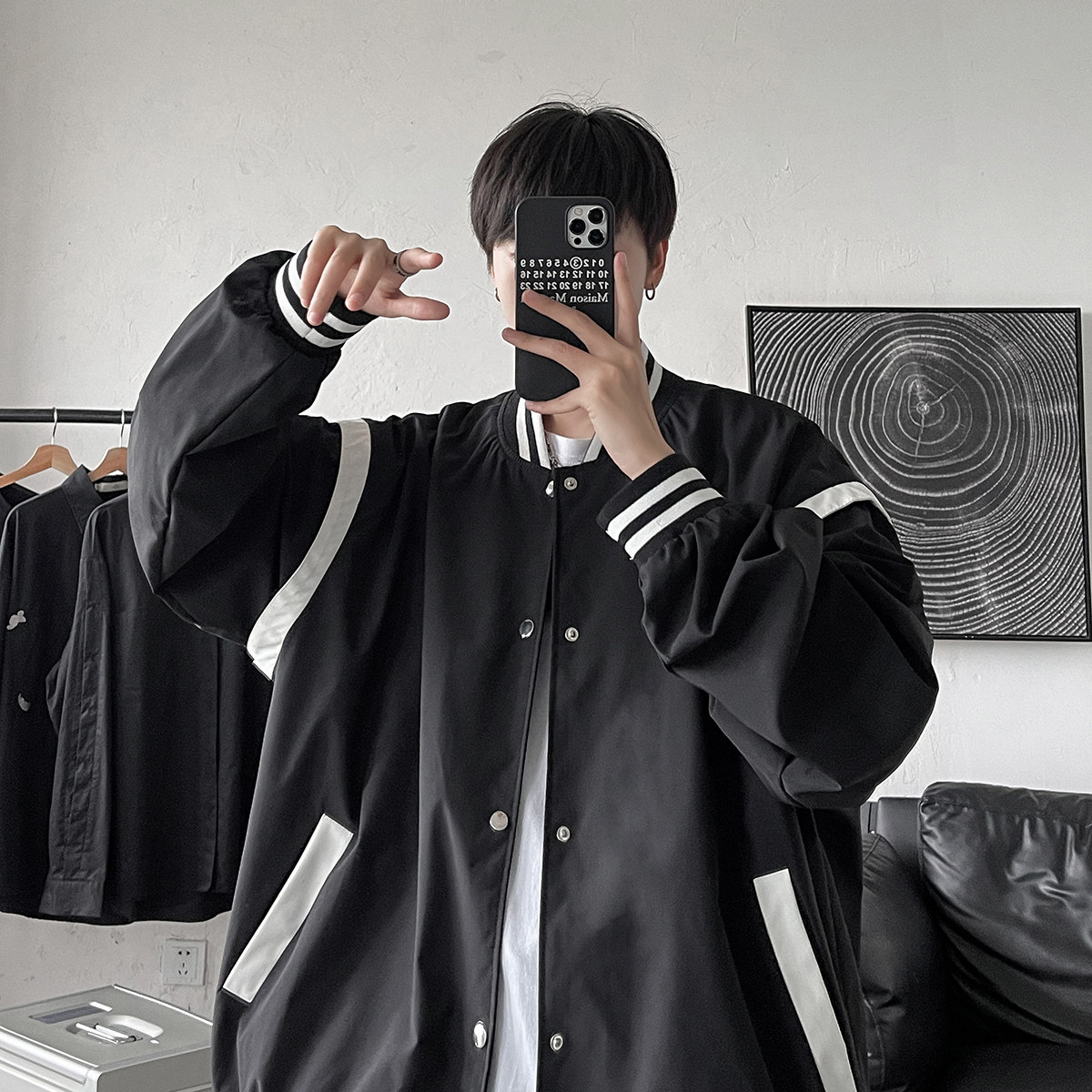港风秋季潮牌休闲宽松外套男潮流潮棒球服夹克男7411P70,男装夹克,星座227-7