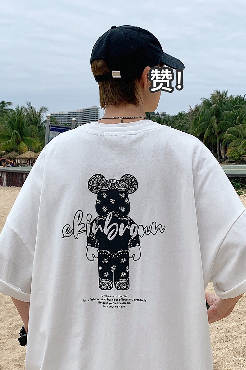图案已注册港风日系中性休闲情侣大码风短袖T恤DT7736P25,男装T恤,星座227-7