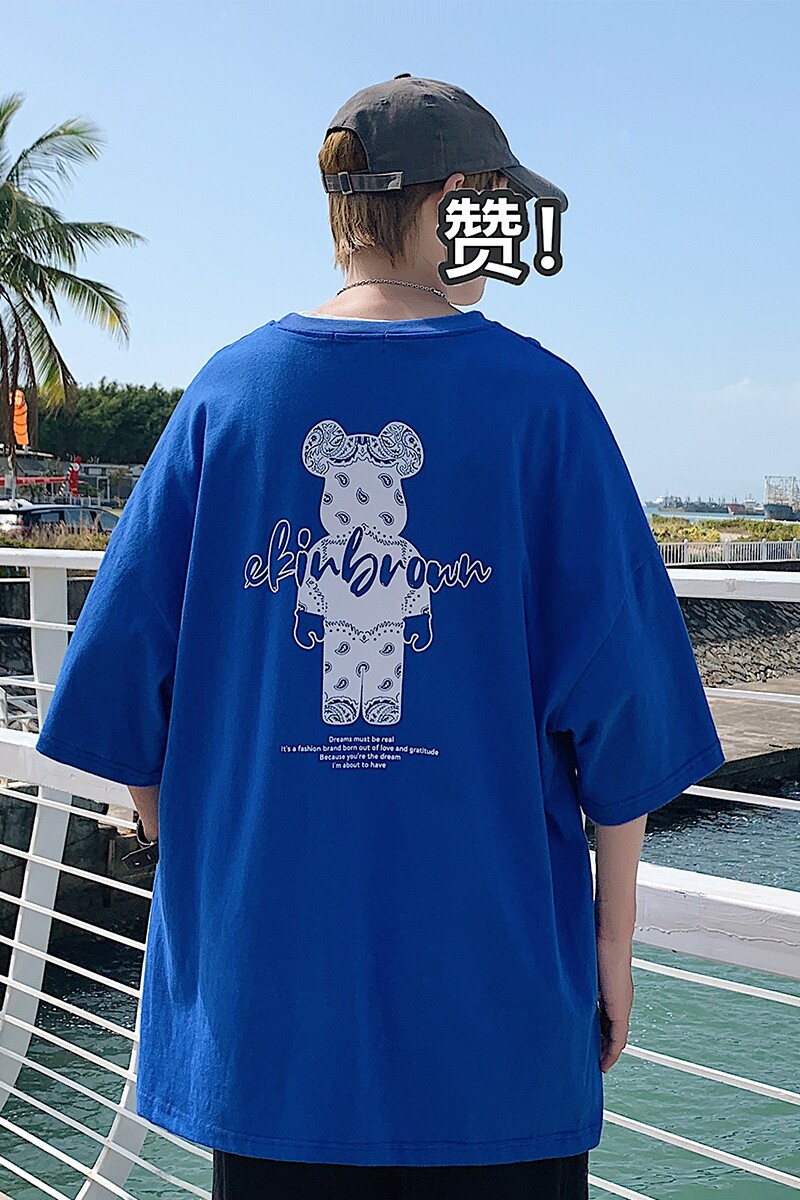 图案已注册港风日系中性休闲情侣大码风短袖T恤DT7736P25,男装T恤,星座227-7