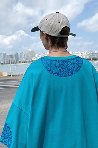 图案已注册港风青花瓷休闲情侣大码风短袖T恤DT7606P35图片