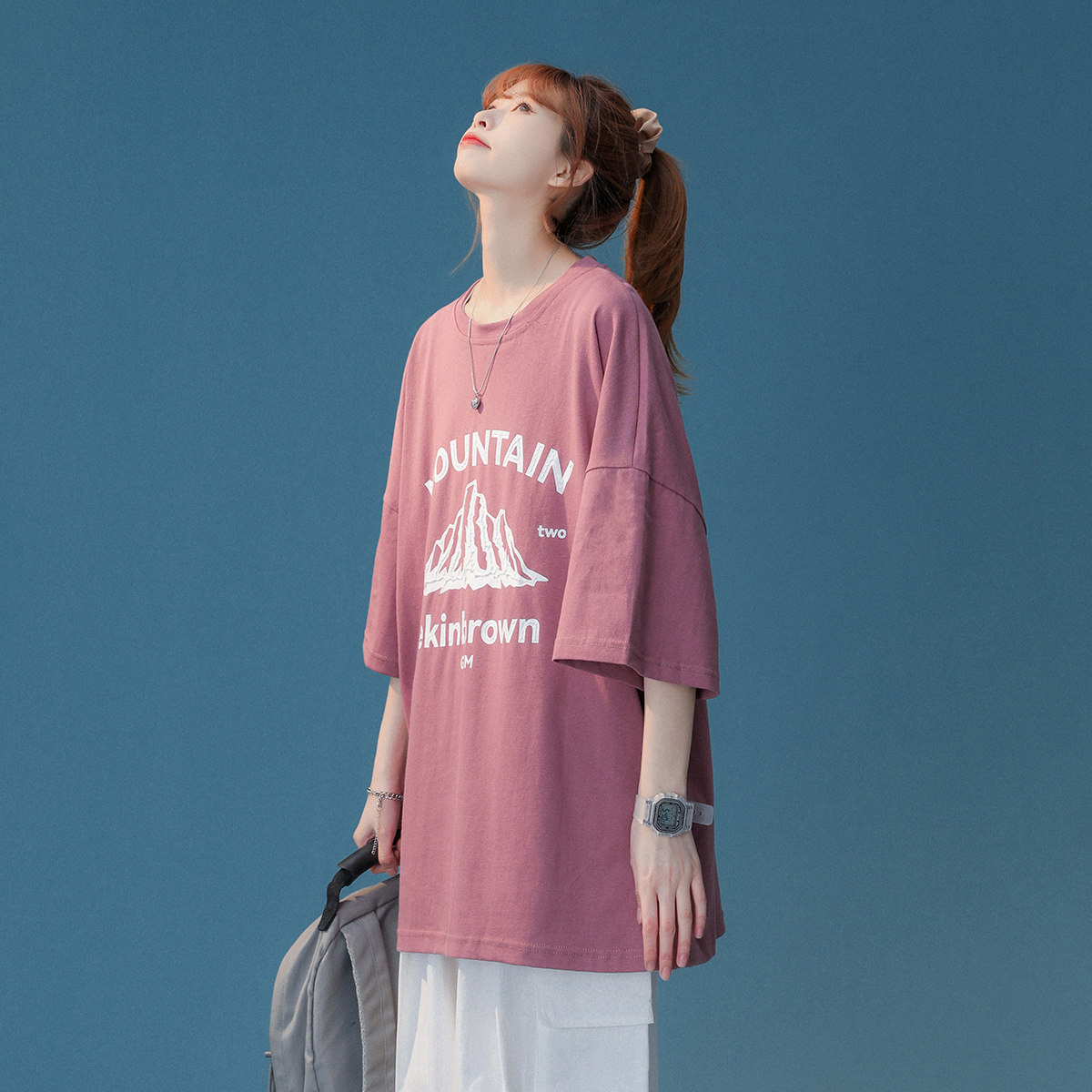 中性风 特殊工艺印花 休闲情侣T恤女潮短袖T恤男DT7655P25控图片
