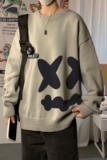 秋季港风潮流长袖毛衣男外套宽松休闲圆领套头针织衫线衣7024P55，男装针织衫/毛衣，星座227-7