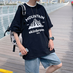 图案已注册港风日系中性休闲情侣大码风短袖T恤DT7655P25图片