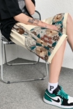 港风大码短裤男日系刺绣民族风潮五分裤男士中裤男DK7791P45，男装休闲裤，星座227-7