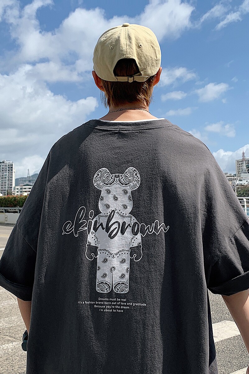 图案已注册港风日系中性休闲情侣大码风短袖T恤DT7736P25,男装T恤,星座227-7