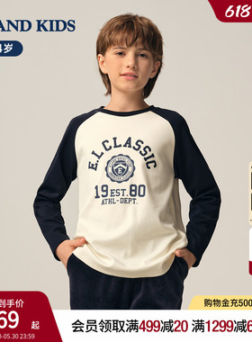 【云柔棉】eland kids衣恋童装男童女童T恤春秋季插肩袖休闲长袖