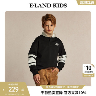 复古撞色长袖 eland 春秋美式 kids衣恋童装 男童POLO衫