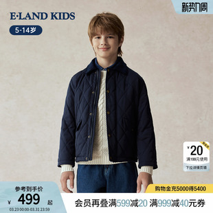 eland 男童菱格棉衣秋冬休闲复古学院风翻领保暖外套 kids衣恋童装