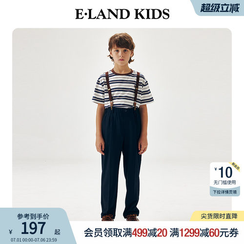 elandkids男童徽章刺绣背带裤