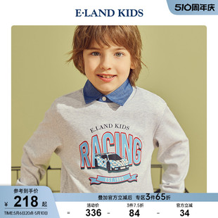 eland 新品 秋季 kids衣恋童装 男童宽松印花运动假两件卫衣