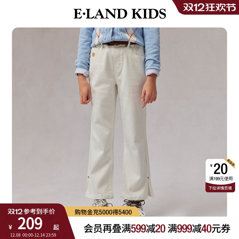 elandkids女童刺绣牛仔裤