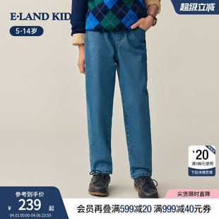 学院风刺绣牛仔裤 eland 休闲裤 子春秋季 kids衣恋童装 男童女童裤
