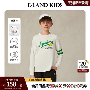 kids衣恋童装 eland 男童T恤25年春秋休闲学院圆领长袖 云柔棉