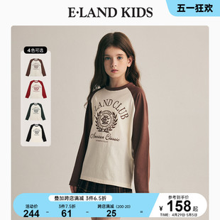 春季 男女童插肩袖 印花圆领长袖 T恤 kids衣恋童装 新品 eland