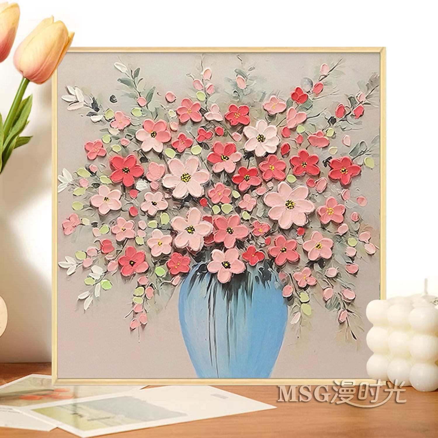 粉黛青瓶5D钻石画2026新款满钻唯美花卉客厅餐厅高颜值贴钻十字绣