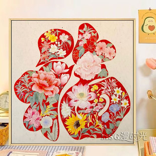 花开满福5d钻石贴画福满钻新款客厅玄关中式喜庆手工点粘钻十字绣