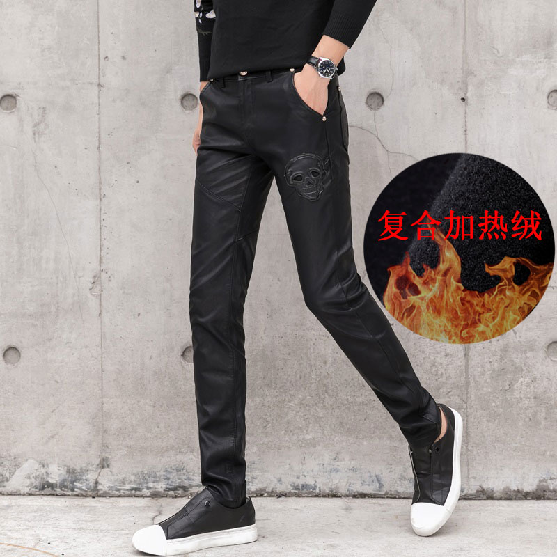 新品秋季加绒长裤修身骑行摩托车D218-1k10-1p90k836p100，男装皮裤，电商D218