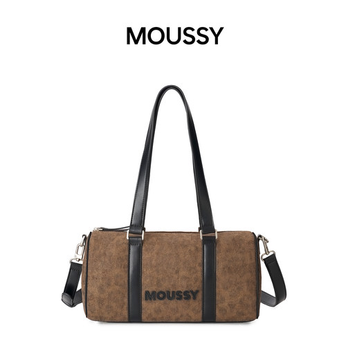 Moussy女秋冬豹纹单肩腋下包时尚斜挎包小行李包旅行袋法棍包
