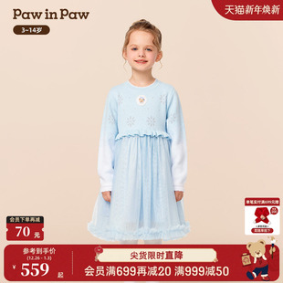新款 25年冬季 PawinPaw卡通小熊童装 女童连衣裙宽松 商场同款