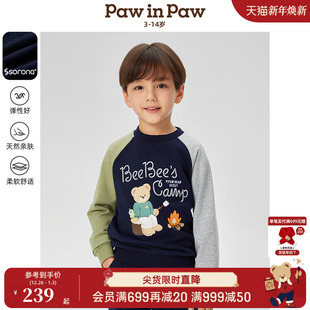 男童插肩袖 25年春夏新款 PawinPaw卡通小熊童装 撞色卫衣 索罗娜