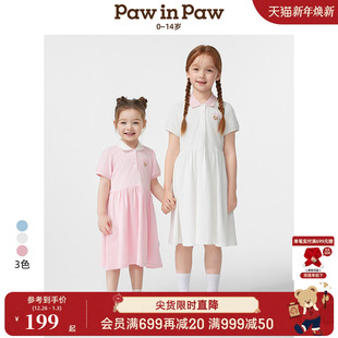 PawinPaw卡通小熊童装 女童女宝宝舒适POLO领连衣裙 25年春夏新款