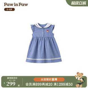 女宝宝海军风小飞袖 PawinPaw卡通小熊童装 26年夏季 新款 连衣裙 套装