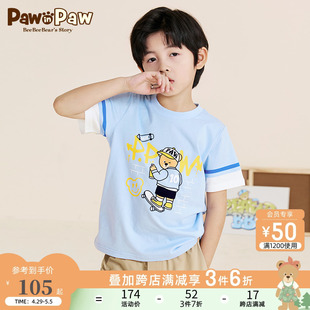 新款 男童儿童卡通纯棉印花短袖 夏季 PawinPaw小熊童装 T恤
