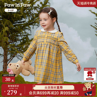 女宝宝甜美舒适A字版 新款 连衣裙 25年秋季 PawinPaw卡通小熊童装