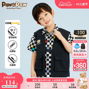 PawinPaw卡通小熊童装 时髦时尚 男童马甲韩版 夏款 外套炫酷风