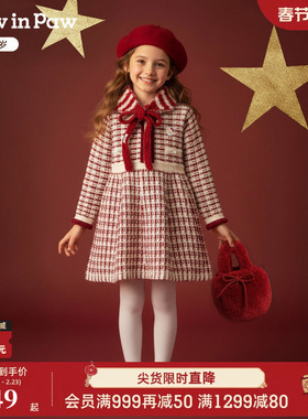 【商场同款】PawinPaw卡通小熊童装25年冬季新款女童毛衣连衣裙