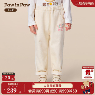 新款 25年冬季 PawinPaw卡通小熊童装 女宝宝休闲长裤 商场同款