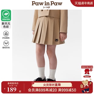 25年春夏新款 PawinPaw卡通小熊童装 女童百褶裙学院风 新天元