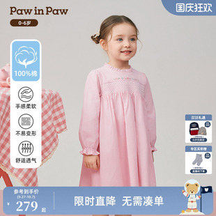 PawinPaw卡通小熊童裝 新款 女寶寶A字版 甜美全棉連衣裙 25年秋季