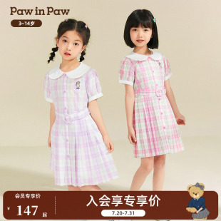 纹印花连衣裙 PawinPaw卡通小熊童装 夏季 新款 女童学院风格