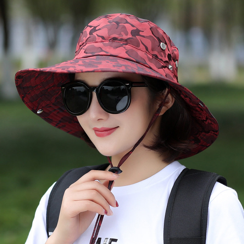 帽子女大檐遮阳帽夏天迷彩钓鱼帽