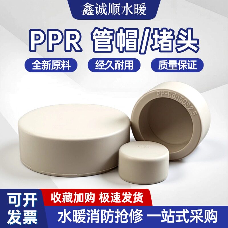 灰色PPR热熔堵头管帽蒙头配件324075901160自来水管4分6分2寸管堵