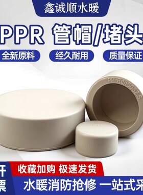 灰色PPR热熔堵头管帽蒙头配件324075901160自来水管4分6分2寸管堵