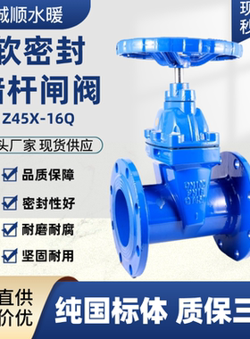 Z45X-16Q/P球墨铸铁软密封暗杆闸阀阀门弹性座封法兰自来水阀开关