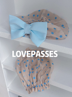 「海盐淡奶咖」波点LOVEPASSES夏日美卡可卡布波点耳套蝴蝶结头套