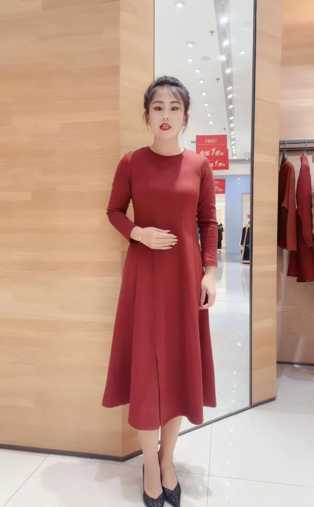 清仓菲姿啦娜菲高端轻奢品牌专柜正品高端面料绵羊毛女士连衣裙