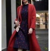 菲姿啦娜菲高端轻奢品牌专柜正品 高端面料绵羊毛亚麻女士大衣