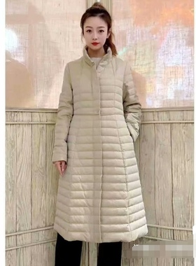 清仓菲姿啦娜菲高端轻奢品牌专柜正品女士羽绒服长款灰鹅绒服