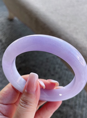 2025天然缅甸翡翠A货糯冰紫罗兰61正圈手镯大圈口1016J13