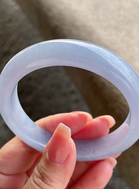 2025天然缅甸翡翠A货冰润紫罗兰正圈手镯56圈口121207