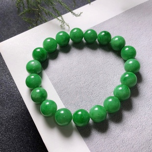 2025天然缅甸翡翠A货冰糯满绿10mm圆珠手串0403M105