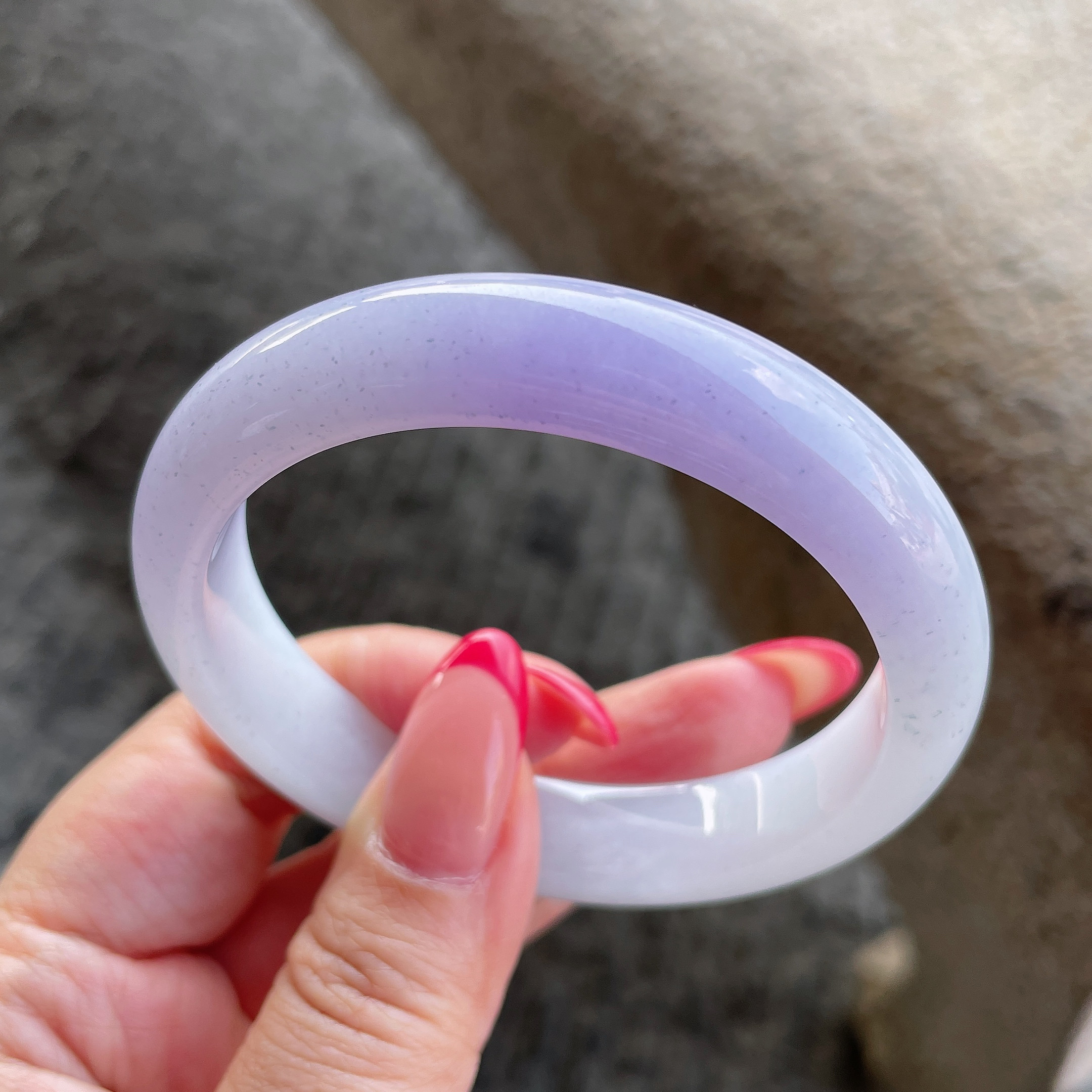 2026天然缅甸翡翠A货细糯紫罗兰正圈手镯56圈玉镯0319R17