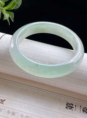 2025天然缅甸翡翠A货冰晴飘花正圈手镯57圈口0730X9